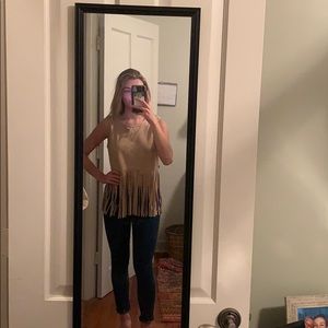 Suede fringe crop top